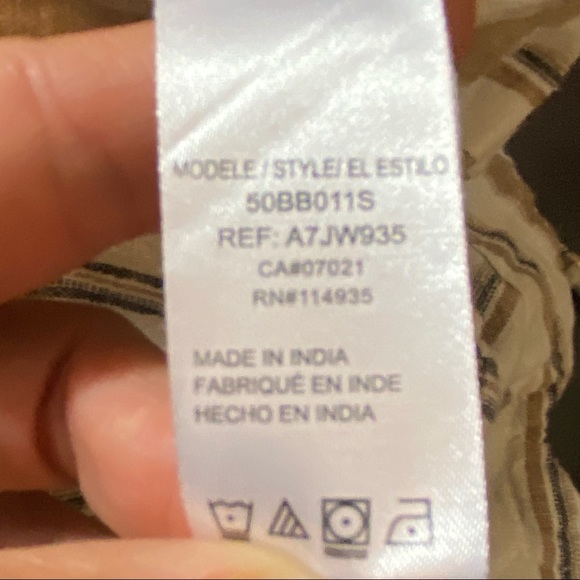 RD Style Cotton Flax Striped Crop Cami w/ Buttons - Picture 7 of 8